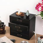 Wooden Storage Box Rustic Desktop Organizer with 4 Drawers Office Desk Accessories Shelf Small Craft Storage Containers Apoth