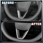 JSWAN Carbon Fiber Steering Wheel Panel Cover Fit for Tesla Refreshed Model 3 Highland Performance (2024+) Model Y Juniper (2025+) Steering Wheel Frame Trim Cover Accessories (Matte Plain Weave)
