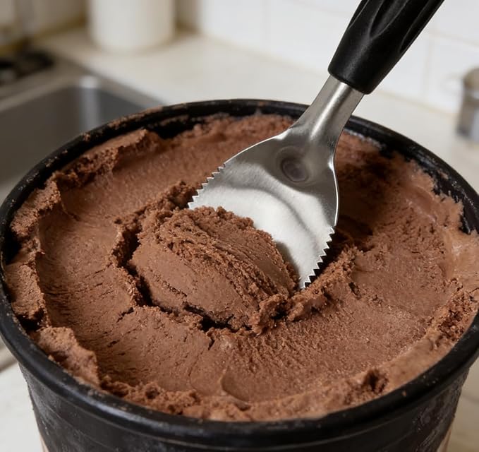 Heavy Duty Flat Ice Cream Spade Scoop with Serrated Edge Easy Carves Through n Scrape the Hardest Of Ice Creams| Sorbet n Gel