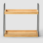 Bamboo Bathroom Counter Organizer, Wooden Bathroom Sink Countertop Organizer, 2 Ties Vanity Counter Top Shelf, Dresser Skinca
