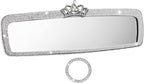 Bling Rhinestone Rear View Mirror Cover, Car Rea r Views Mirro r with Crystal Diamonds Bling Rhinestones Ca r Rears Vie w Mirrors Cars Interior Trim(White,Size:1.56x1.18inch)