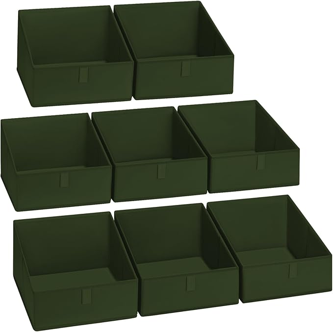 DIMJ Closet Storage Bins 8 Pack - Fabric Trapezoid Closet Organizer Bin, Foldable Storage Baskets for Shelves, Closet Shelf O