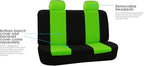 FH Group Car Seat Covers Flat Cloth Automotive Green Full Set, Rear Solid Bench Universal Fit Combo Steering Wheel Cover & Seat Belt Pads Car Seat Protector for Cars Trucks SUV Interior Accessories