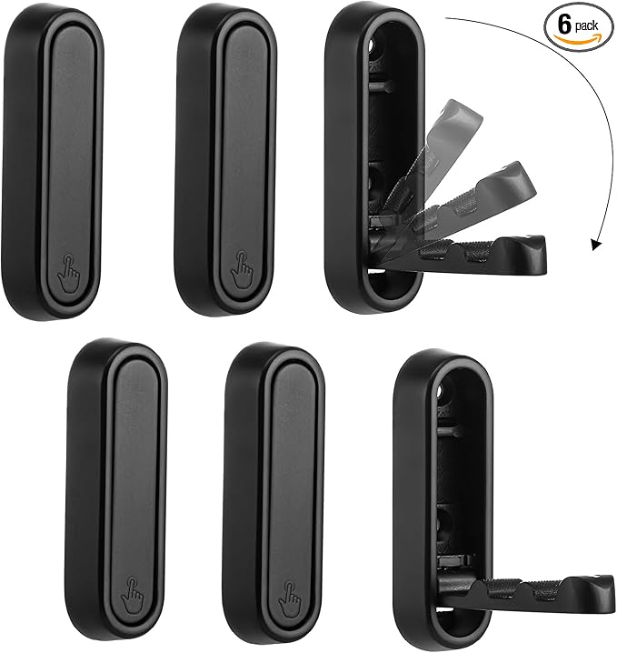 Dntorx Folding Coat Hooks, 6 Pcs Foldable Black Wall Hooks Heavy Duty Foldable Hook Bathroom Towel Hooks Robe Hooks Wall Moun
