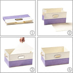 PRANDOM Fodable Storage Bins for Closet [3-pack] Decorative Fabric Storage Baskets Cubes with Leather/Metal Handles for Shelv