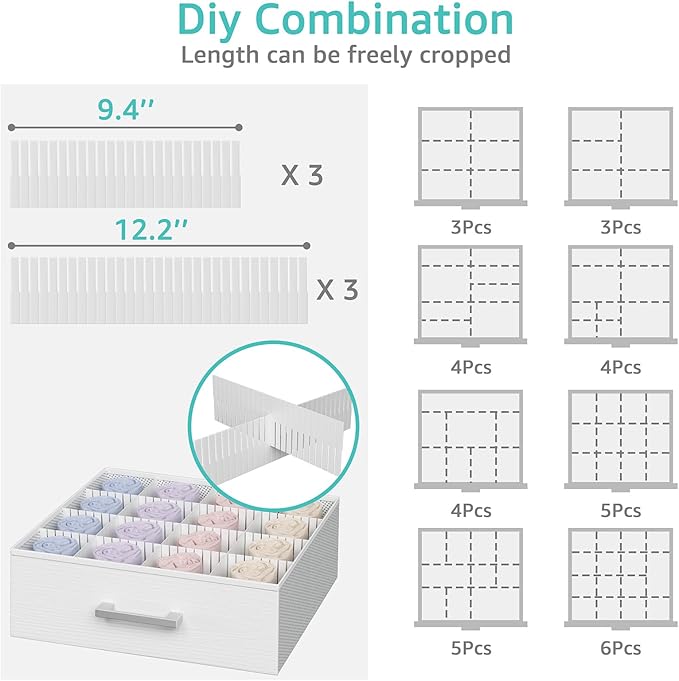 BOLUO Small Closet Organizer Drawers,Underwear and Bra Organizer with Divider for Socks,Fabric College Dorm Storage White