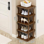 Vertical Shoe Rack - Tall Narrow Shoe Rack Organizer for Small Spaces,5 Tier Bamboo Shoen Shelf for Entryway,Closet,Corner,Do