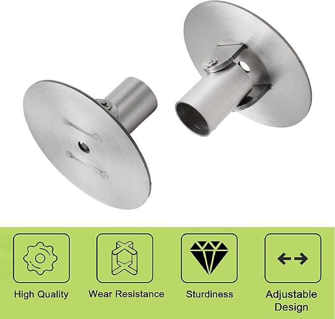 Shower Curtain Rod Bracket, 2Pcs Different Sizes Titanium Steel Shower Curtain Rod Single Swivel Flange Curtain Rod Wall-Moun