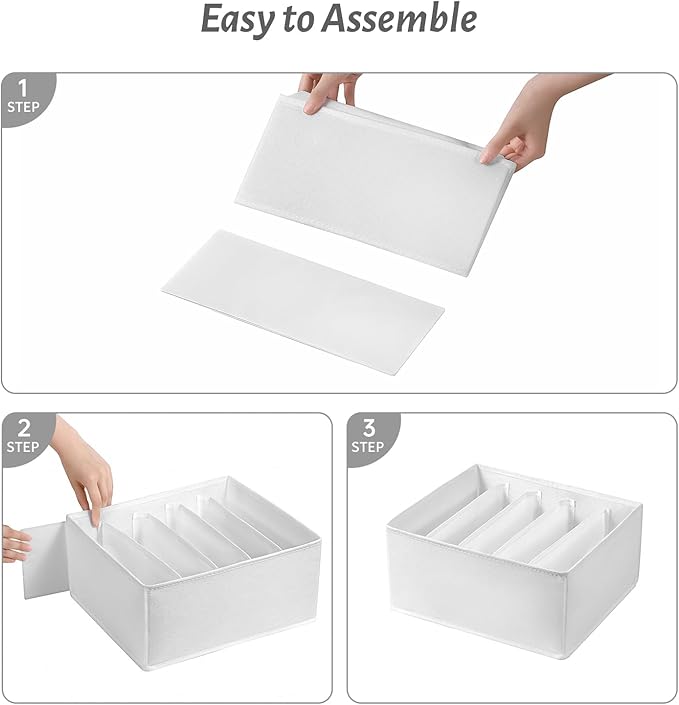 4 Packs Jeans Drawer Organizers for Clothing,5 Grids Compartment Wardrobe clothes organizer,Fabric Washable Closet Organizers