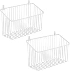 mDesign Small Metal Wire Wall Mounted Storage Organizer Basket Bin for Hanging in Kitchen, Garage, Entryway, Mudroom, Bedroom