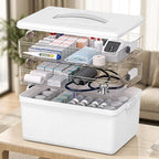 Citylife 3-Tier Medicine Cabinet Organizer,Medicine Cabinet First Aid Kit with Handle,Portable Multi-Purpose Storage Box Suit