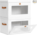 Homsorout Large Clothing Storage Bins - Collapsible Boxes with Handles & Window, Decorative Organizer Bins with Lids, Fabric 