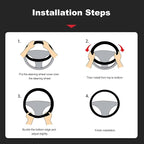 Ergocar Carbon Fiber Material Steering Wheel Cover Anti-Slip Breathable Sweat Absorbent Fashionable Sport Steering Wheel Sleeve for the Round Shape with Diameter of 15"（37.5-38cm）-Black Stripe