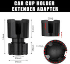 Yourkar Car Cup Holder Extender, Automotive Insert Cup Holder with Adjustable Base, Expandable Auto Adapter Accommodates Cups with Ears and Large Water Bottles, Car Accessories