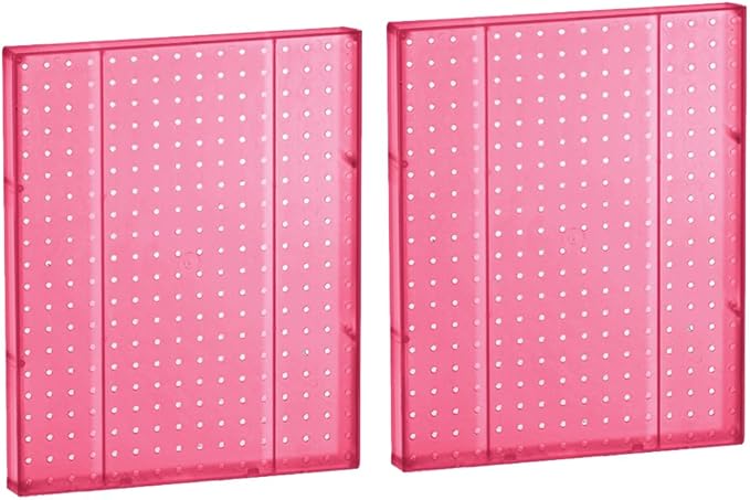 Azar 771620-PNK Pegboard 1-Sided Wall Panel, Pink Translucent Color, 2-Pack