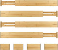Adjustable Bamboo Drawer Dividers for Clothes, Kitchen Utensils, Office Desks, Bathroom Accessories, Socks and Underwear, and