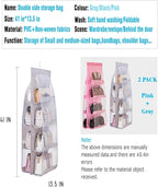 AARAINBOW 2 Packs Hanging Handbag Purse Organizer, Hanging Hand Bag Organizer Wardrobe Closet Purse Holder, 8 Pockets, 43.3L 