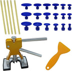 Paintless Car Dent Puller Kit, Auto Body Dent Repair Tool Kit with 18 Tabs, 5 Sticker and Scraper, Golden Lifter Dent Remover