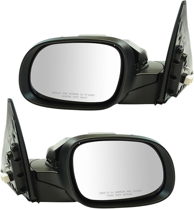 TRQ 2 Piece Driver and Passenger Side Mirror Assembly Set Power Folding Electric Adjustment Heated No Memory Black Compatible