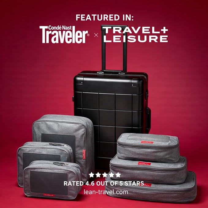 LeanTravel Premium Compression Packing Cubes for Travel - Suitcase Organizer Bags with Double Zipper & Breathable Mesh Panel 