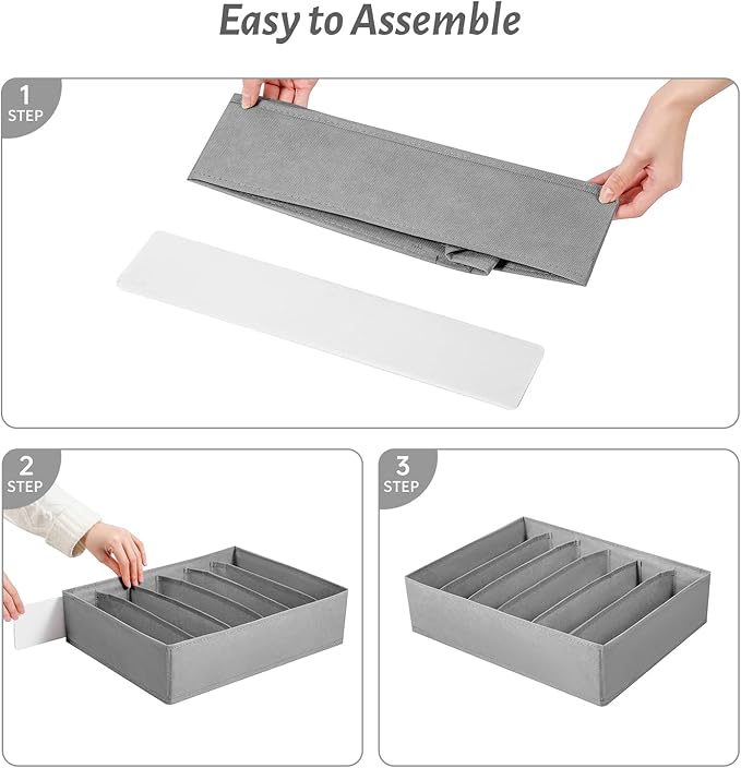 4 Packs T-shirt Drawer Organizers for Clothing,6 Grids Compartment Wardrobe Storage Box, Washable Clothes Organizer for Folde