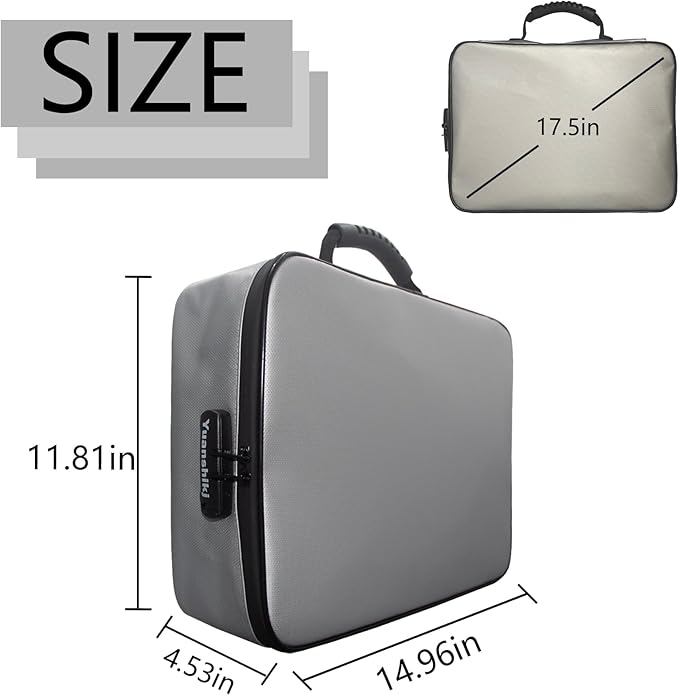 Yuanshikj Heat Insulated Fireproof Waterproof Safe File Organizer,Document Organizer Box with Lock Labels,Multi-Layer Portabl