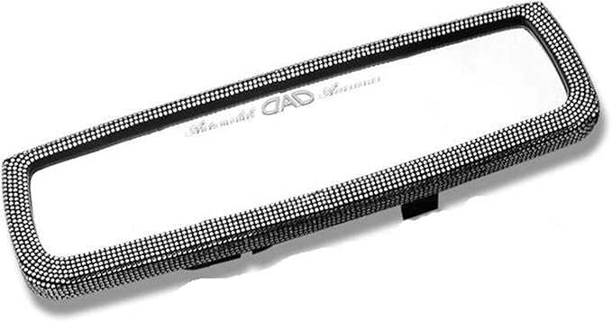 Bling Rhinestone Car Rear View Mirror with Crystal Diamonds Bling Car Accessories for Women-White