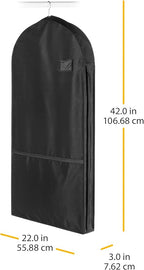 Whitmor Zippered Garment Bag with Pocket, Black