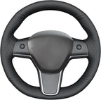 MEWANT Hand Stitched Steering Wheel Cover for Tesla Model 3 2017-2023 / Model Y 2020-2023 for Tesla Model 3/Y Accessories