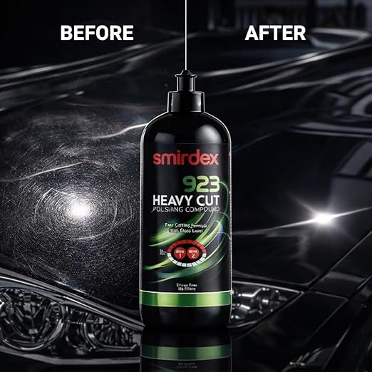 923 Heavy Cut Polishing Compound – Fast Cut & High Gloss Finish for Automotive Clear Coats – Silicone-Free, Water-Based, 1kg Bottle – Removes P1500+ Scratches & Restores Shine