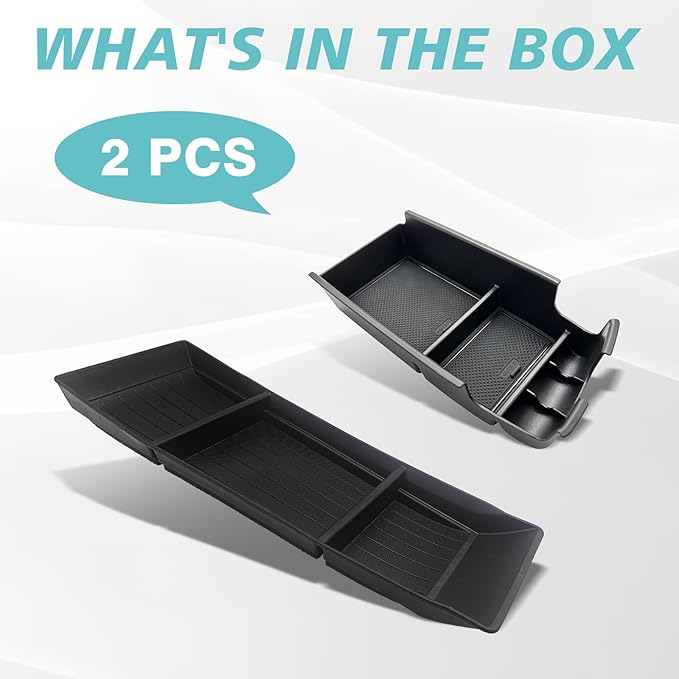 BestEvMod Center Console Organizer Armrest Storage Box & Lower Console Organizer 2PCS Compatible with Chevy Bolt EV Bolt EUV 2022-2025 Accessories(Armrest Tray+Lower Tray)