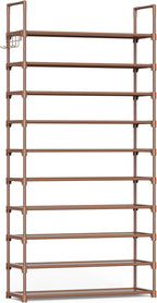 Kitsure Shoe Rack for Closet - 10-Tier Shoe Organizer with Hook Rack, Large-Capacity & Space-Saving Shoe Shelf for Entryway, 