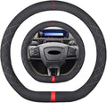 Suede D Shape Steering Wheel Cover,Compatible with Mustang Mach E 2021 2022 Suede Leather Sport Non-Slip Wheel Cover Car Interior Accessories 15 inch for Man and Women