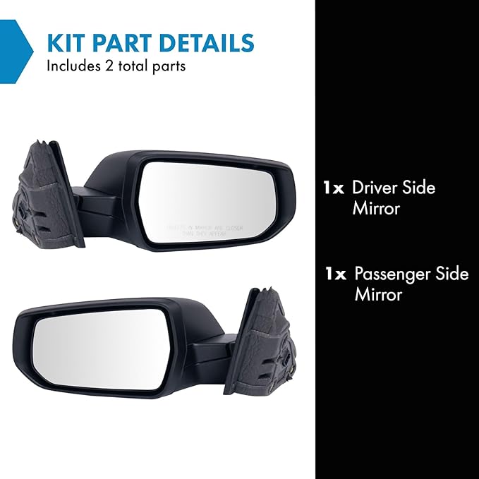 TRQ Driver & Passenger Side Power Mirror Set Textured Black Without Blind Spot Compatible with 2016-2019 Chevrolet Malibu GM1