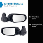 TRQ Driver & Passenger Side Power Mirror Set Textured Black Without Blind Spot Compatible with 2016-2019 Chevrolet Malibu GM1