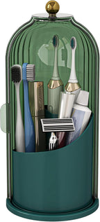 Dustproof Toothbrush Holders with Cover, Rotating Electric Toothbrush and Toothpaste Holder for Bathroom Countertop, 3 Slots 