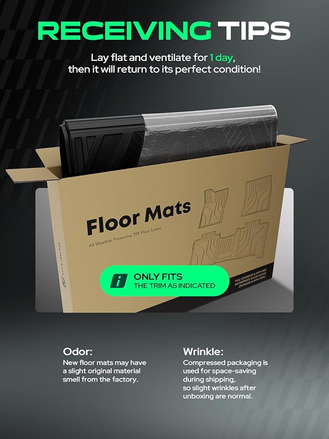 YHTAUTO Automotive Floor Mats Compatible with Toyota Tacoma 2016-2023, TPE All Weather Car Mats Waterproof Anti-Slip Odorless Floor Liner, Interior Car Accessories, 1st Row, Set of 2
