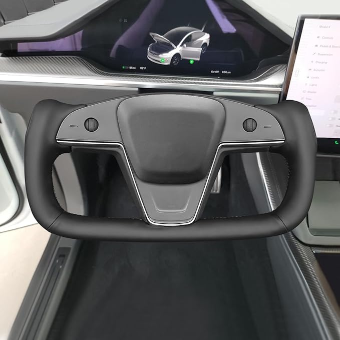 MEWANT Hand Stitched Tesla Model S Yoke Steering Wheel Cover Wrap for Tesla Model S 2021-2023 / Model X 2021-2023 Tesla Yoke Steering Wheel Accessories