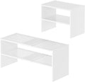 YATINEY Expandable Shoe Rack, 2-Tier Adjustable Entryway Shoe Organizer, Stackable Closet Shoe Rack for Small Space, Compact 
