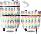 Reusable Grocery Bags with Waterproof Coating and Folding Wheels - Foldable Tote Bags for Shopping, Multi-Purpose Storage for Groceries(Color Stripe)
