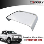 Car Chrome Rear View Door Mirror Cover Cap | Compatible with 2017-2024 F250 F350 F450 F550 Super Duty Side by Side Accessories | RH Right Passenger Side Exterior Plastic Tow Rearview Mirror Covers