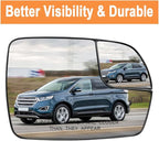 Senzeal Passenger Side Heated Mirror Glass Replacement with Blind Spot Mirror for Ford Edge 2015 2016 2017 2018 (Right Side)
