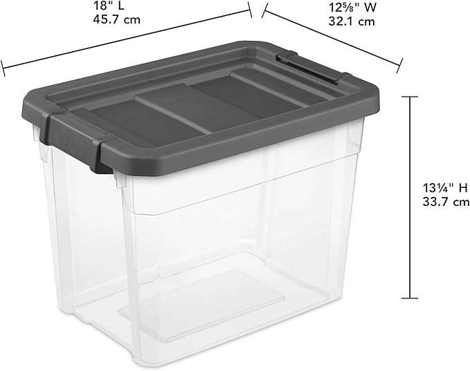 Sterilite 18-Pack Modular Stacker Box, Durable Clear Plastic Storage Bins with Latching Lids, 30 Quart - Stackable Organizing
