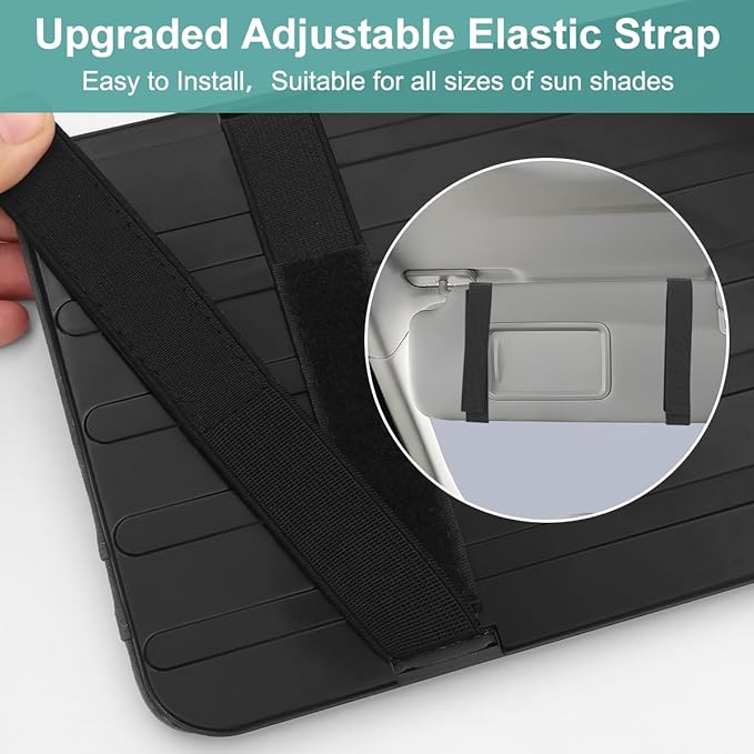 Sun Visor Organizer, Multi-Pocket Auto Visor Organizer for Car, SUV and Truck, Card Holder Glasses Holder for Car Interior Accessories Car Organizers And Storage, Blue