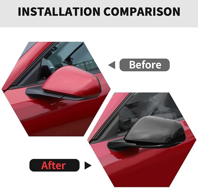 RT-TCZ Rearview Mirror Cover Reversing Mirror Base Cover Trim Kit Decoration Accessories for Ford Mustang 2015-2023 (Carbon Fiber)