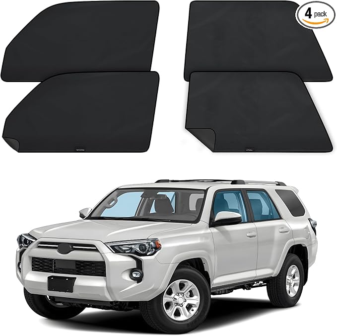 ZATOOTO Car Window Shades for Toyota 4Runner 2017-2024, 4 Pcs Magnetic Car Window Covers - 100% Block Light Privacy Curtains, Side Window Sun Shade for Baby Breastfeeding, Sleeping, Camping