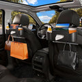 2Pack Car Backseat Organizer for Kids & Travelers - 4 in 1 Multifunctional Car Seat Back Storage with Cup Holder, Tissue Box, Snack/Handbag Holder - Nappa Leather Universal Fit for SUV/Van(Black)