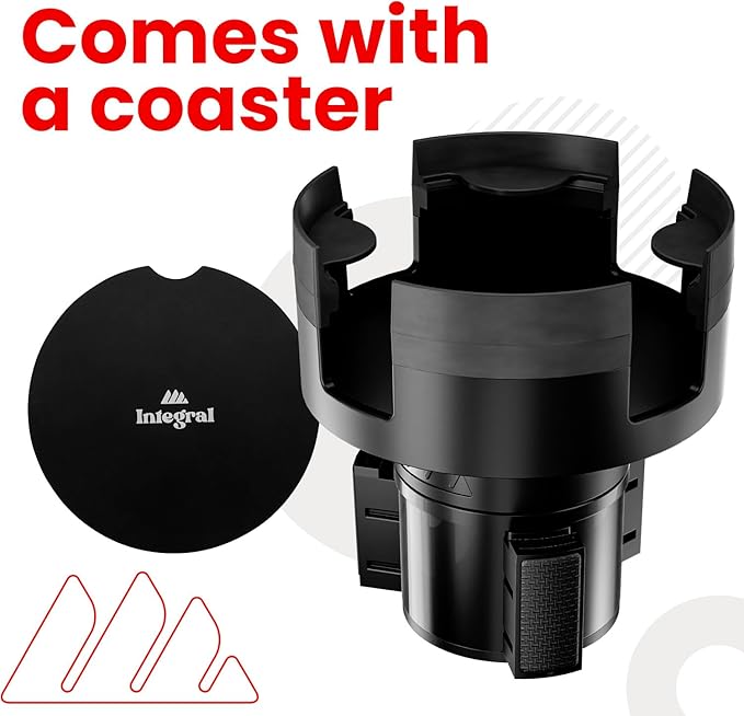 Integral Expandable Mug Holder - YETI 14oz Rambler Cup Holder - Car Cup Holder Expander with Adjustable Base - Rubber Tabs Hold Most Coffee Mugs Ramblers 10oz