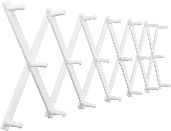 SKOLOO Hat Rack for Wall with 20 Hooks, Solid Wooden, Modern, Expandable Coat Rack Wall Mount for Coats, Hats, Bags, Baseball