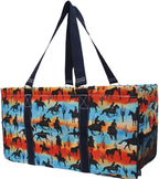 NGIL Extra Large Utility Tote Reusable Grocery Bag Oversized Collapsible for Groceries, Storage, Picnic, Beach (Cowboy Silhouette-Navy)
